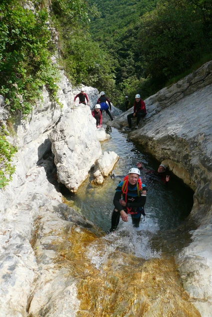 Canyoning in the Vione torrent in Tignale on Lake Garda
